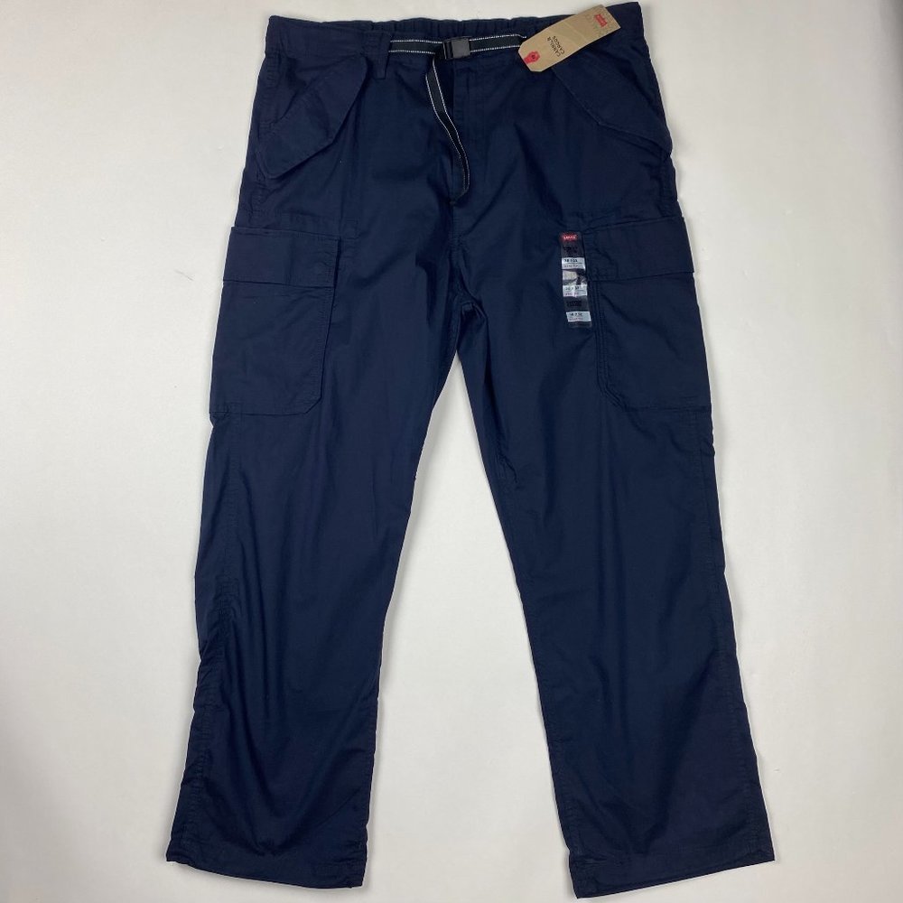 Levi's Carrier Cargo Pants Mens 38 x 32 Navy Blue Utility Tactical Two Horse NEW